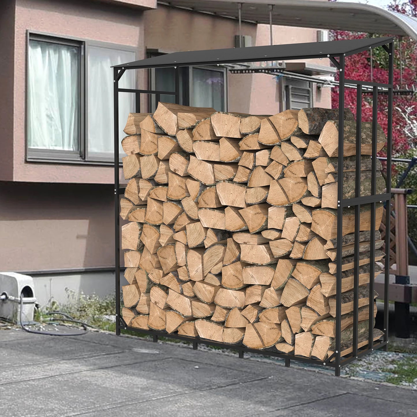 Kaminholzregal XXL mit Abdeckung - Wetterfest & Stabil für Garten & Terrasse