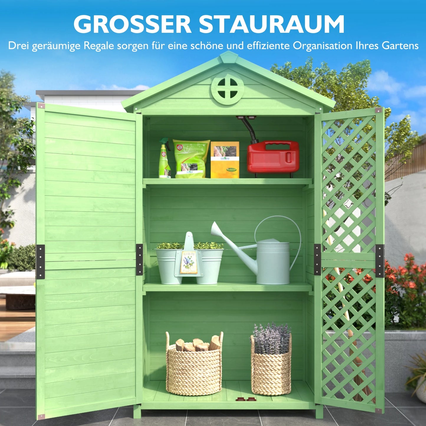 Gartenschrank 3 Fächer – Wetterfest & Stabil für Werkzeug & Gartengeräte