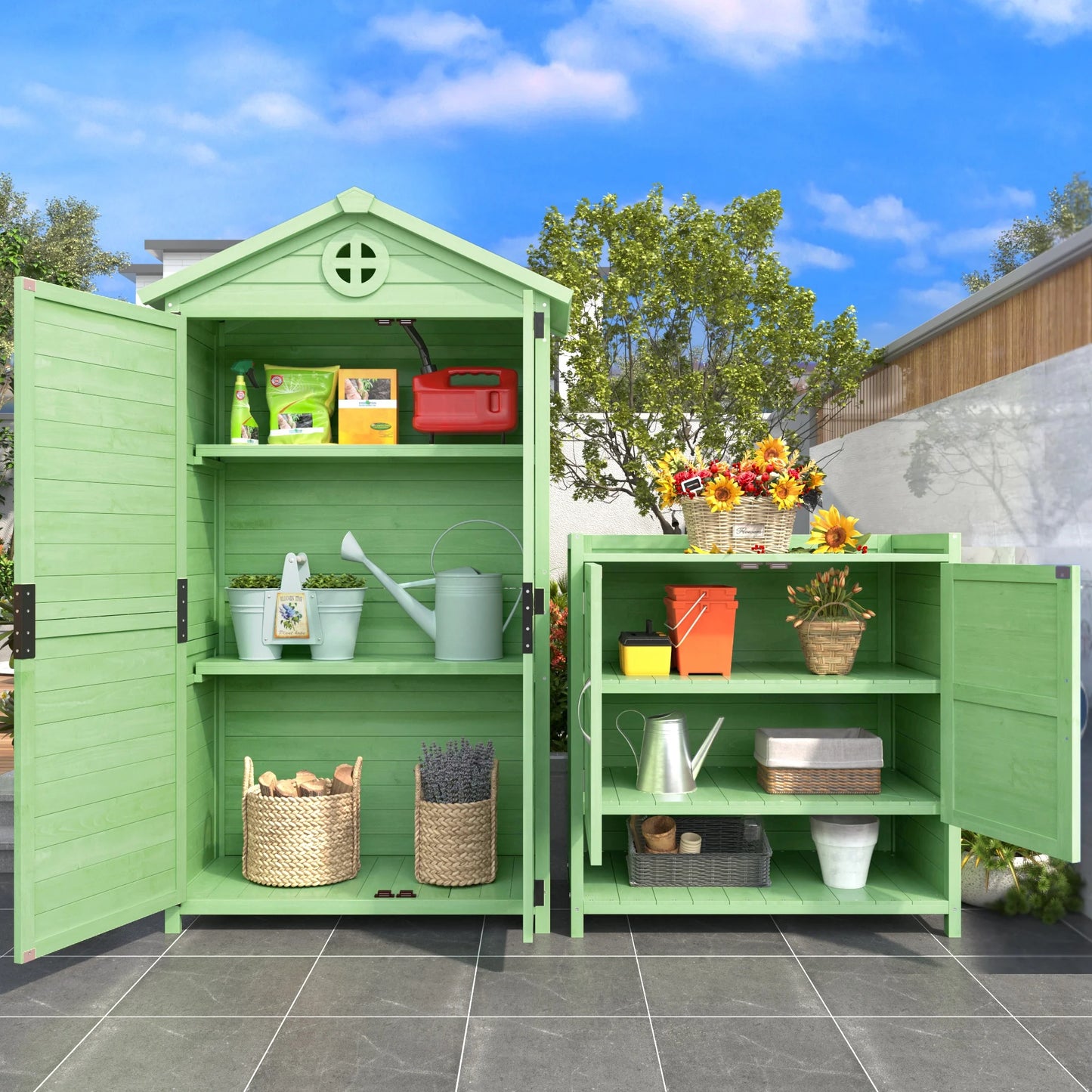 Gartenschrank 3 Fächer – Wetterfest & Stabil für Werkzeug & Gartengeräte