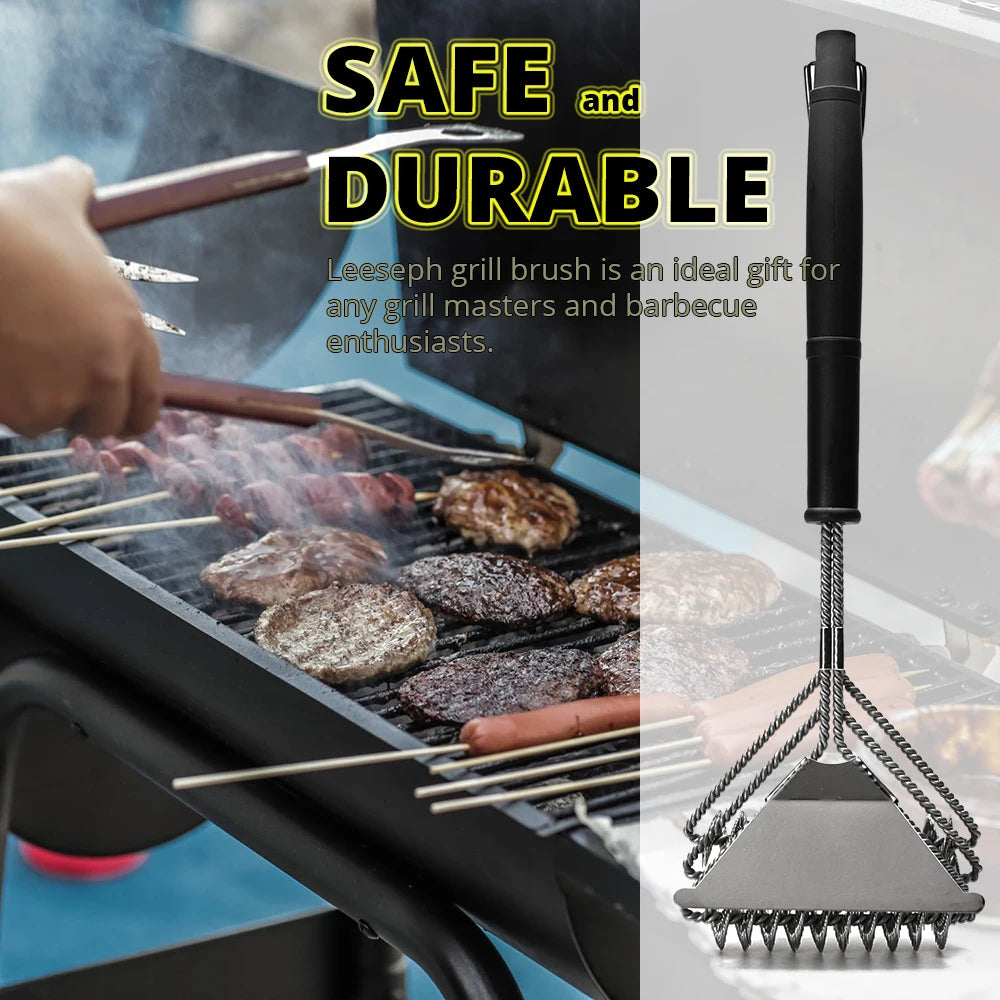 Safe Grill Brush BBQ Rack Scraper BBQ Rack Cleaning Tool Stainless Steel Rust Bristle Bristles Barbecue Cleaner Accessories
