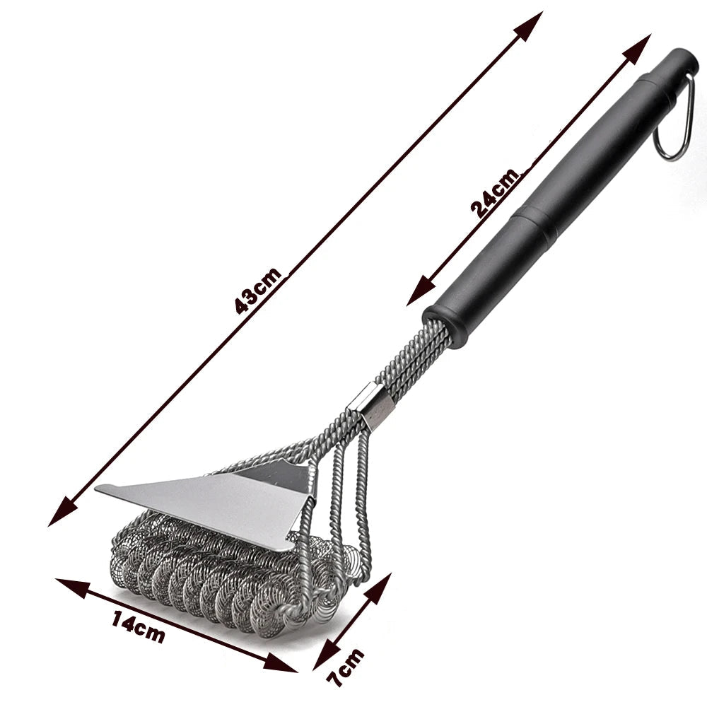 Safe Grill Brush BBQ Rack Scraper BBQ Rack Cleaning Tool Stainless Steel Rust Bristle Bristles Barbecue Cleaner Accessories