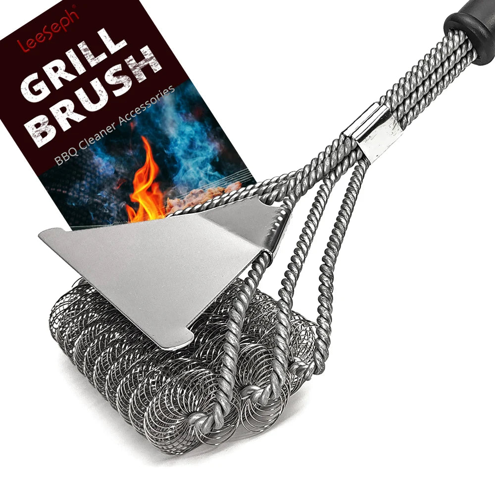 Safe Grill Brush BBQ Rack Scraper BBQ Rack Cleaning Tool Stainless Steel Rust Bristle Bristles Barbecue Cleaner Accessories