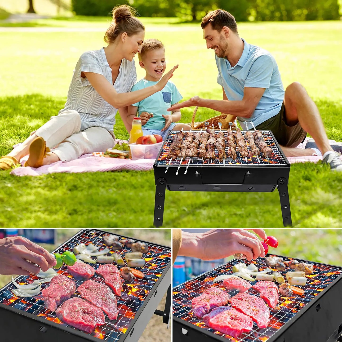 Kompakter Klappgrill - Holzkohlegrill für Camping, Picknick & Outdoor-Abenteuer