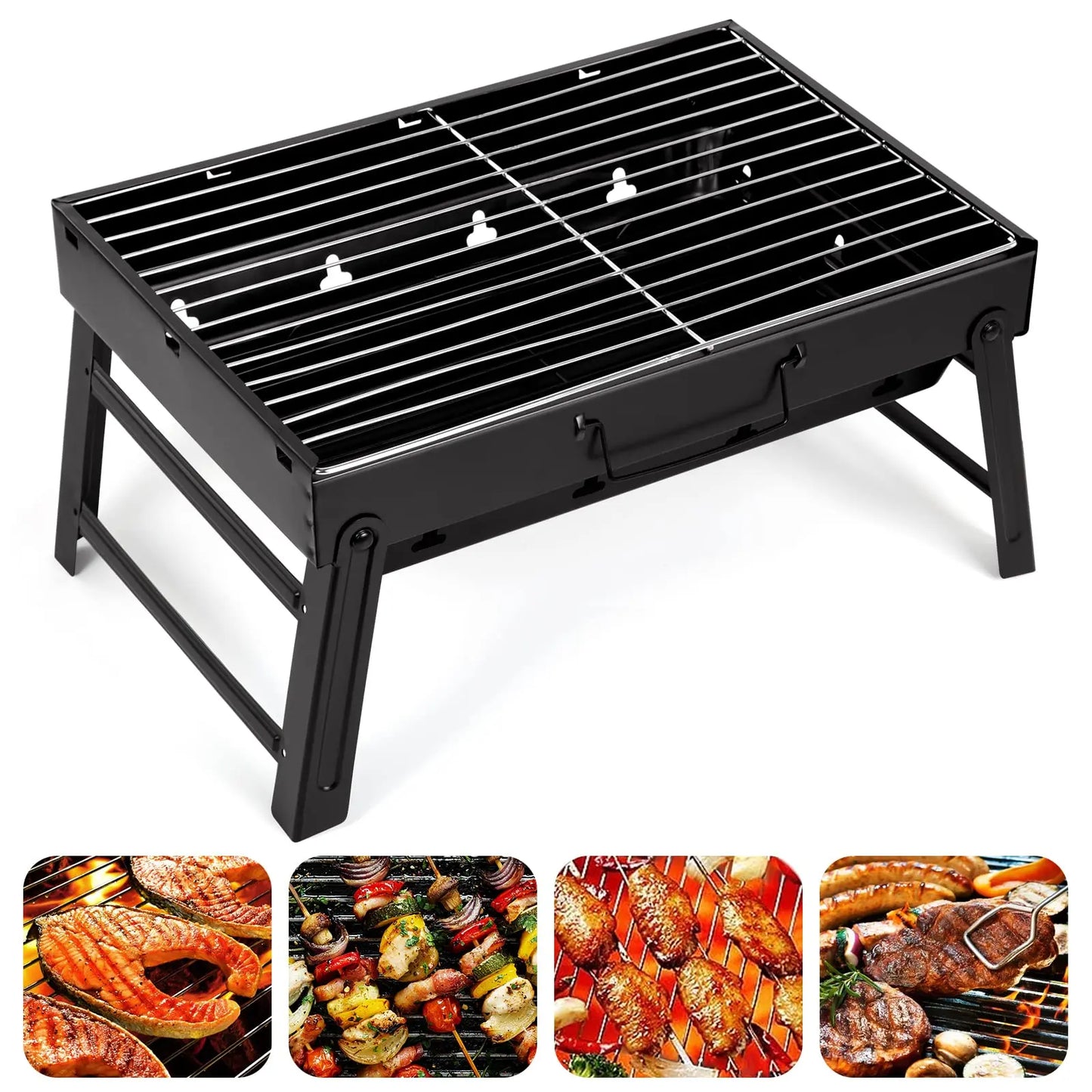 Kompakter Klappgrill - Holzkohlegrill für Camping, Picknick & Outdoor-Abenteuer