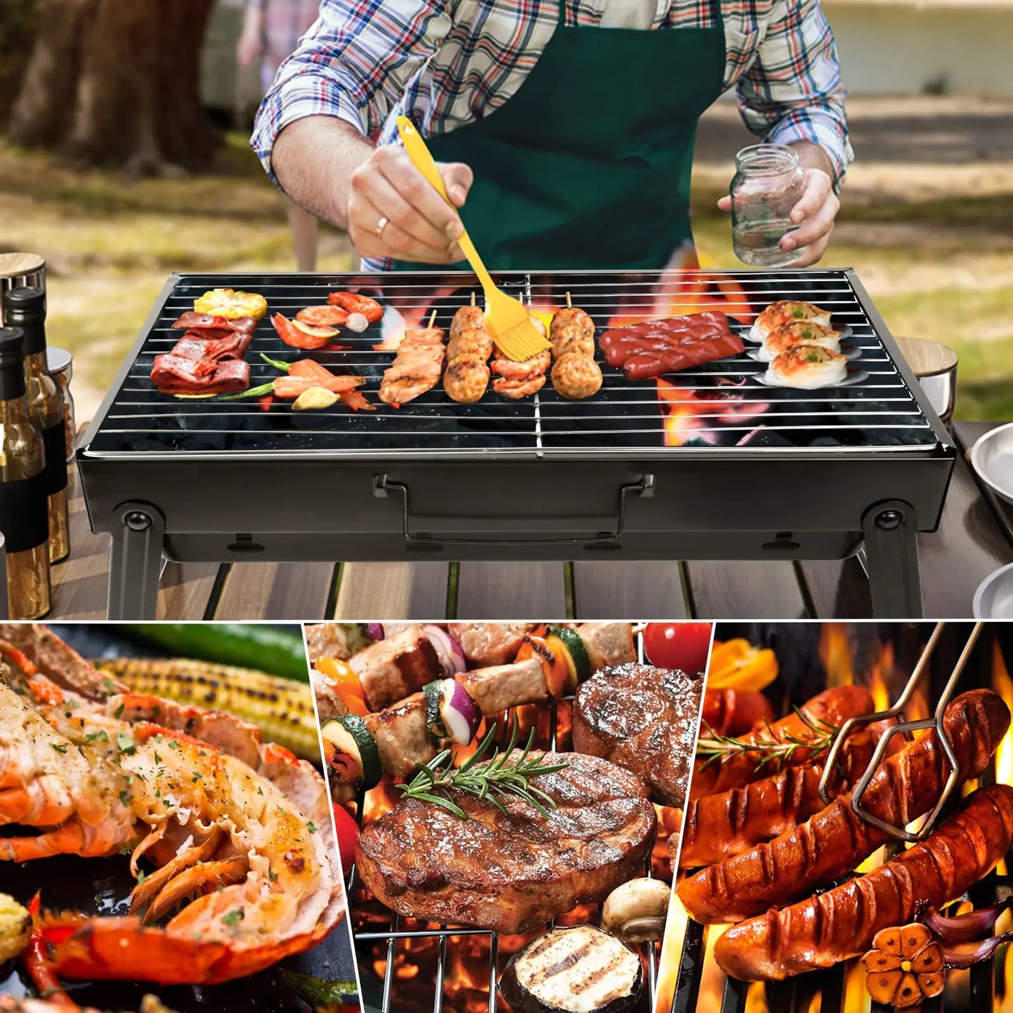 Kompakter Klappgrill - Holzkohlegrill für Camping, Picknick & Outdoor-Abenteuer
