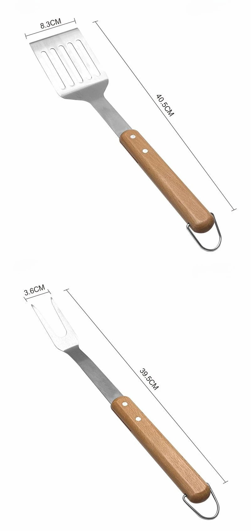 Grillbesteck-Set 4-teilig – Edelstahl & Buchenholz für BBQ-Profis