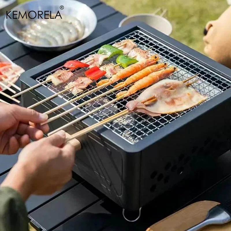 Outdoor Holzkohlegrill – kompakter Camping-Ofen aus Edelstahl