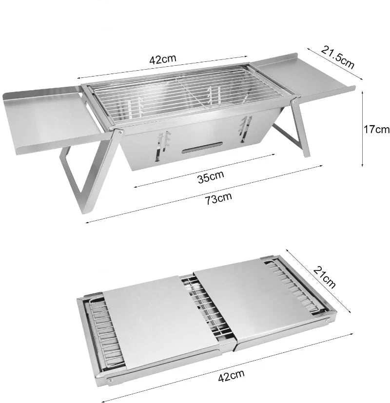Tragbarer Holzkohlegrill - Klappbarer Grill aus Edelstahl mit Tragetasche für Camping & Outdoor