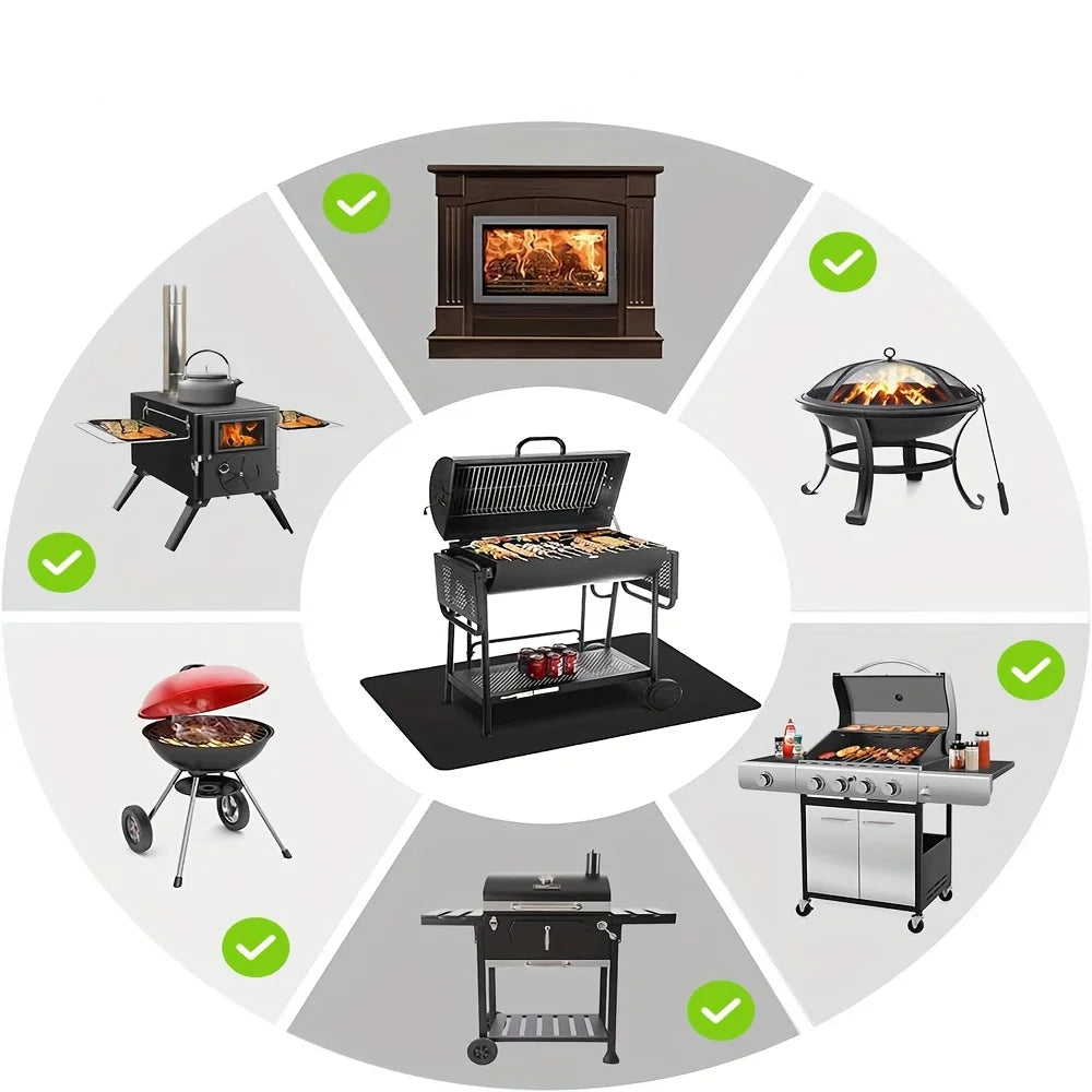 Outdoor Barbecue Pad for Protecting Wooden Floors Heat Resistant Fire Pit Mat, Flame Retardant Pad