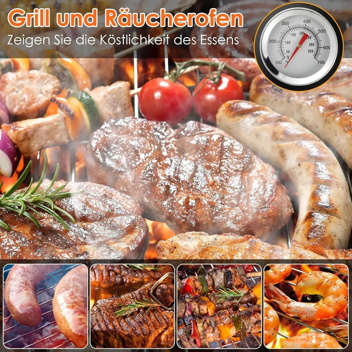 Holzkohle Smoker Grill 3-in-1 - Tragbar & Vielseitig für perfekte Grillpartys