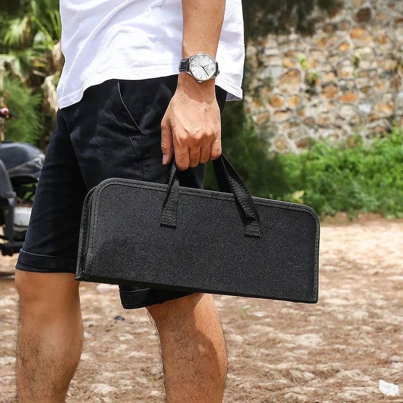 Grillbesteck Set - Komplettes Grillwerkzeug mit Spatel, Zange, Spieß und Aufbewahrungstasche