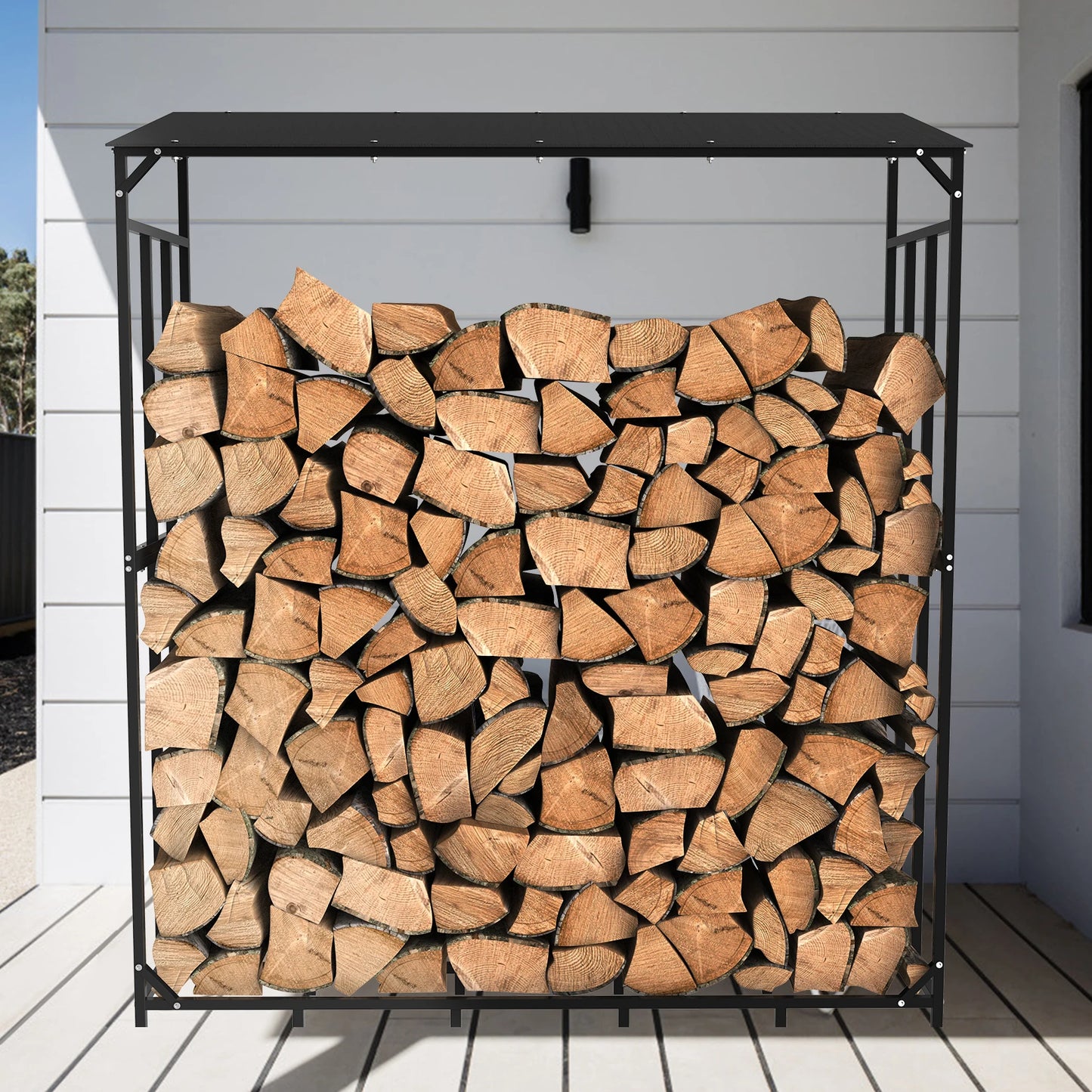 Kaminholzregal XXL mit Abdeckung - Wetterfest & Stabil für Garten & Terrasse
