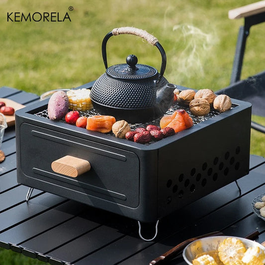 Outdoor Holzkohlegrill – kompakter Camping-Ofen aus Edelstahl