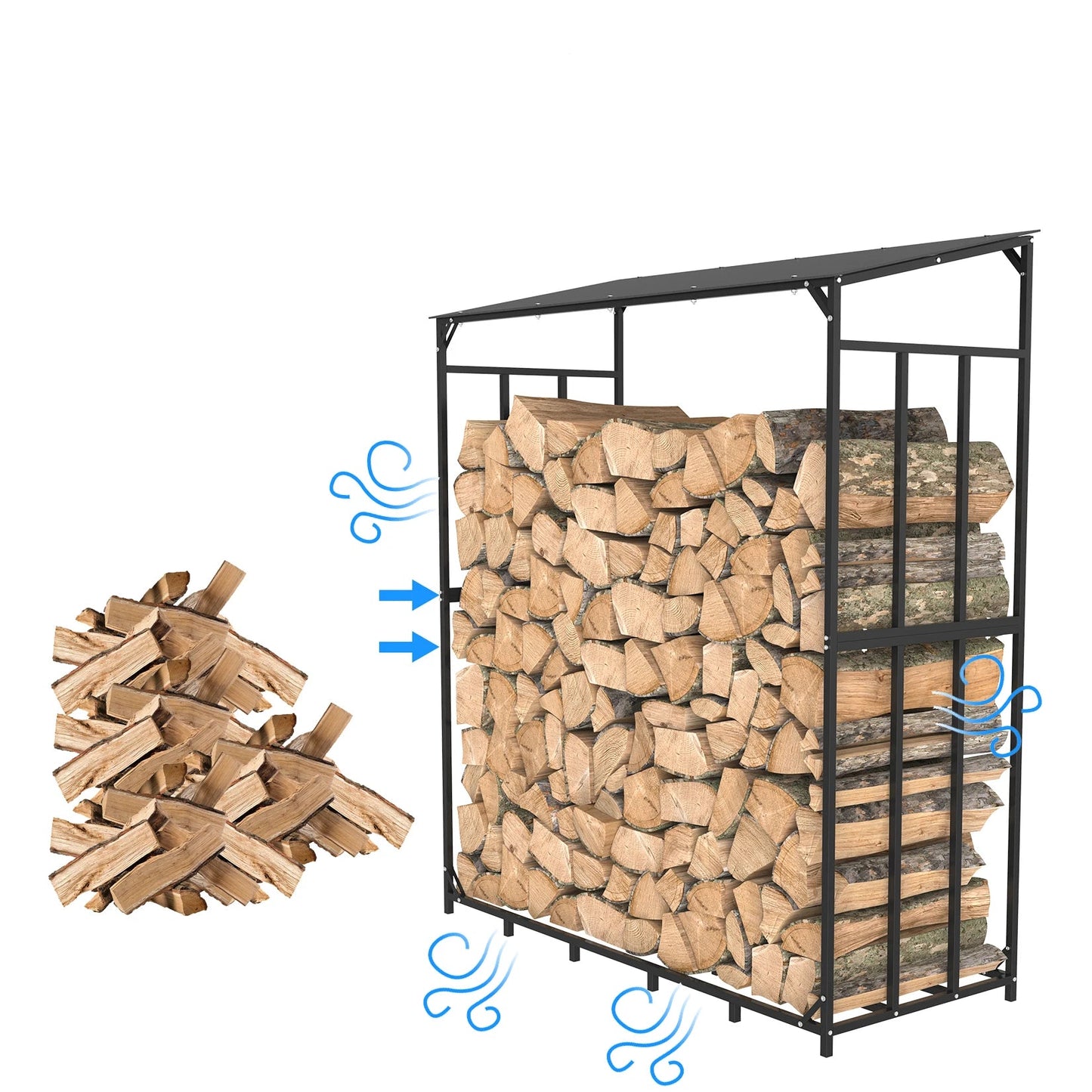 Brennholzregal Outdoor mit Abdeckung - Robustes Metall Kaminholzregal rostbeständig
