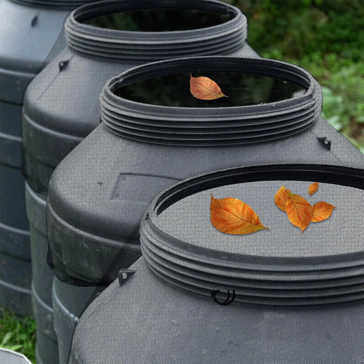 Regentonne Abdecknetz mit Kordelzug - Hält Laub und Mücken fern