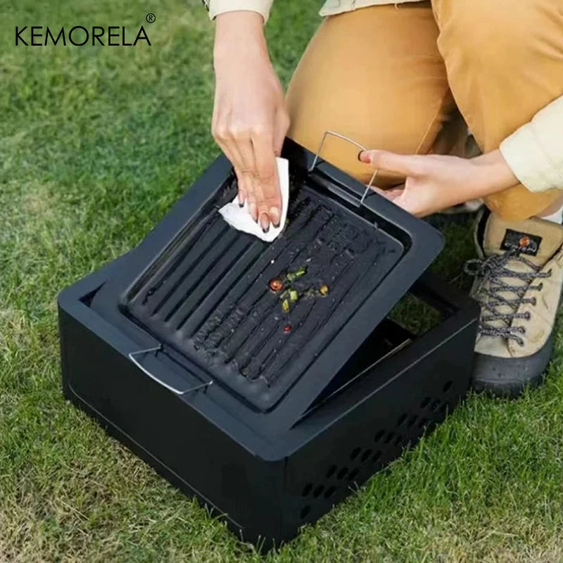 Outdoor Holzkohlegrill – kompakter Camping-Ofen aus Edelstahl