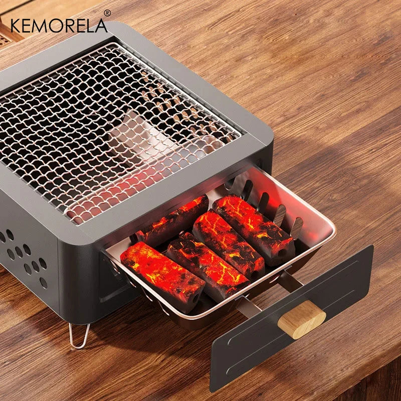 Outdoor Holzkohlegrill – kompakter Camping-Ofen aus Edelstahl