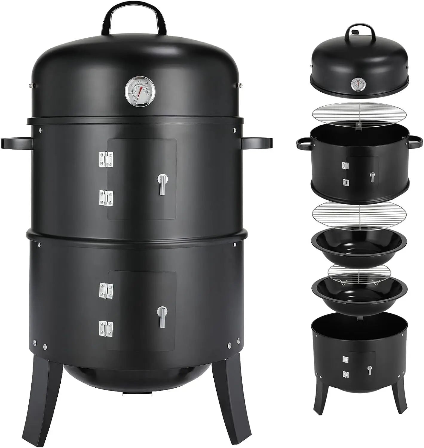 Holzkohle Smoker Grill 3-in-1 - Tragbar & Vielseitig für perfekte Grillpartys