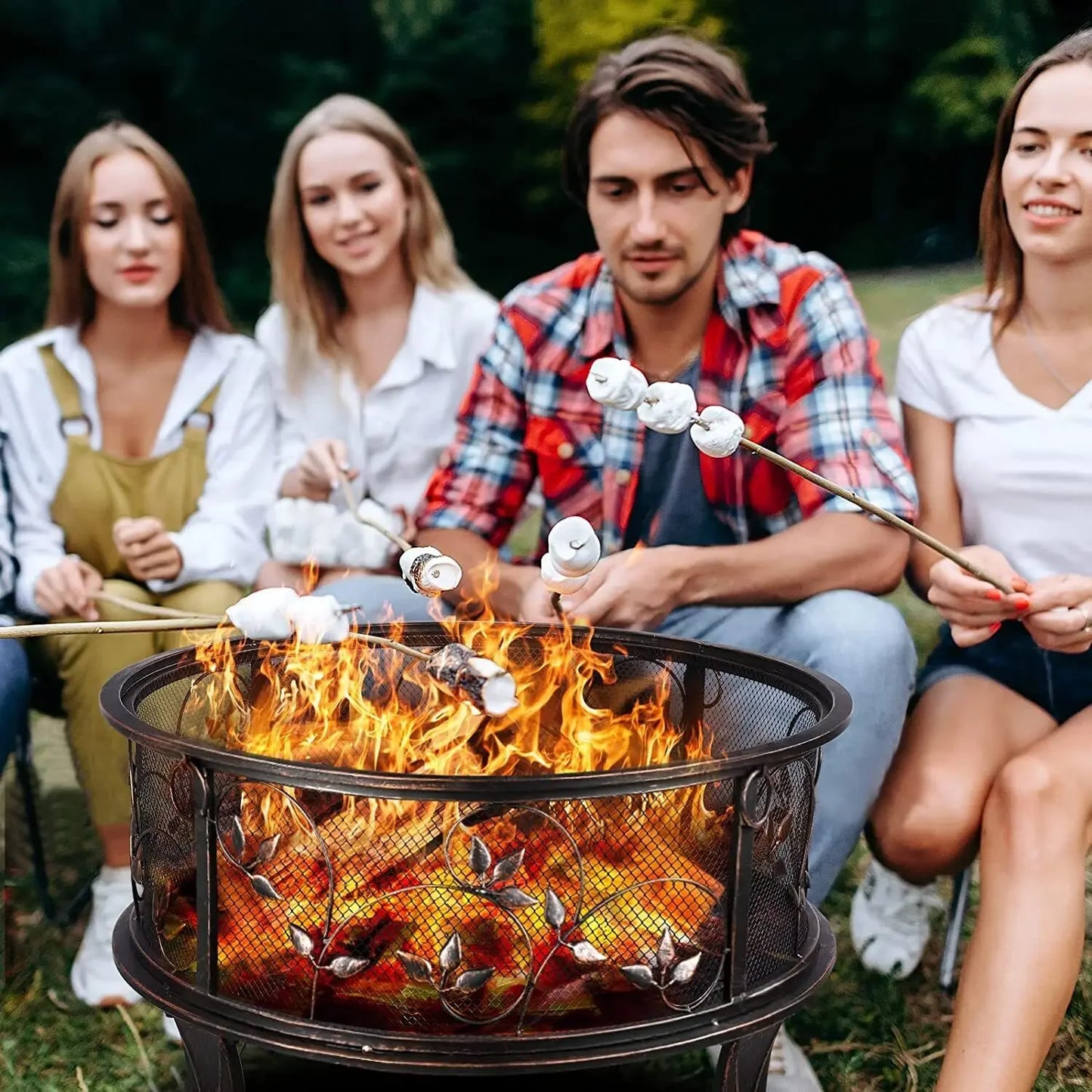Feuerschale Ø71 cm mit Funkenschutz – Retro-Design für den Garten