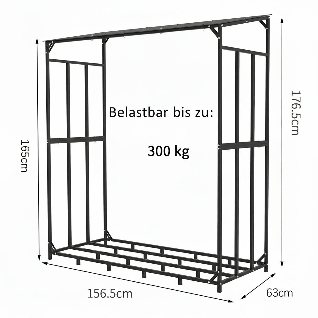 Brennholzregal Outdoor mit Abdeckung - Robustes Metall Kaminholzregal rostbeständig