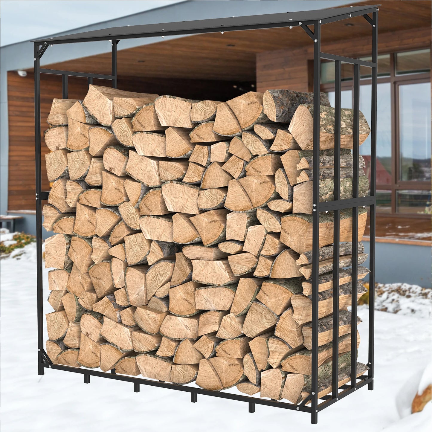 Kaminholzregal XXL mit Abdeckung - Wetterfest & Stabil für Garten & Terrasse