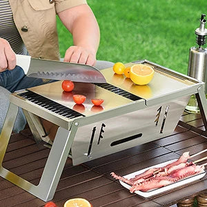 Tragbarer Holzkohlegrill - Klappbarer Grill aus Edelstahl mit Tragetasche für Camping & Outdoor