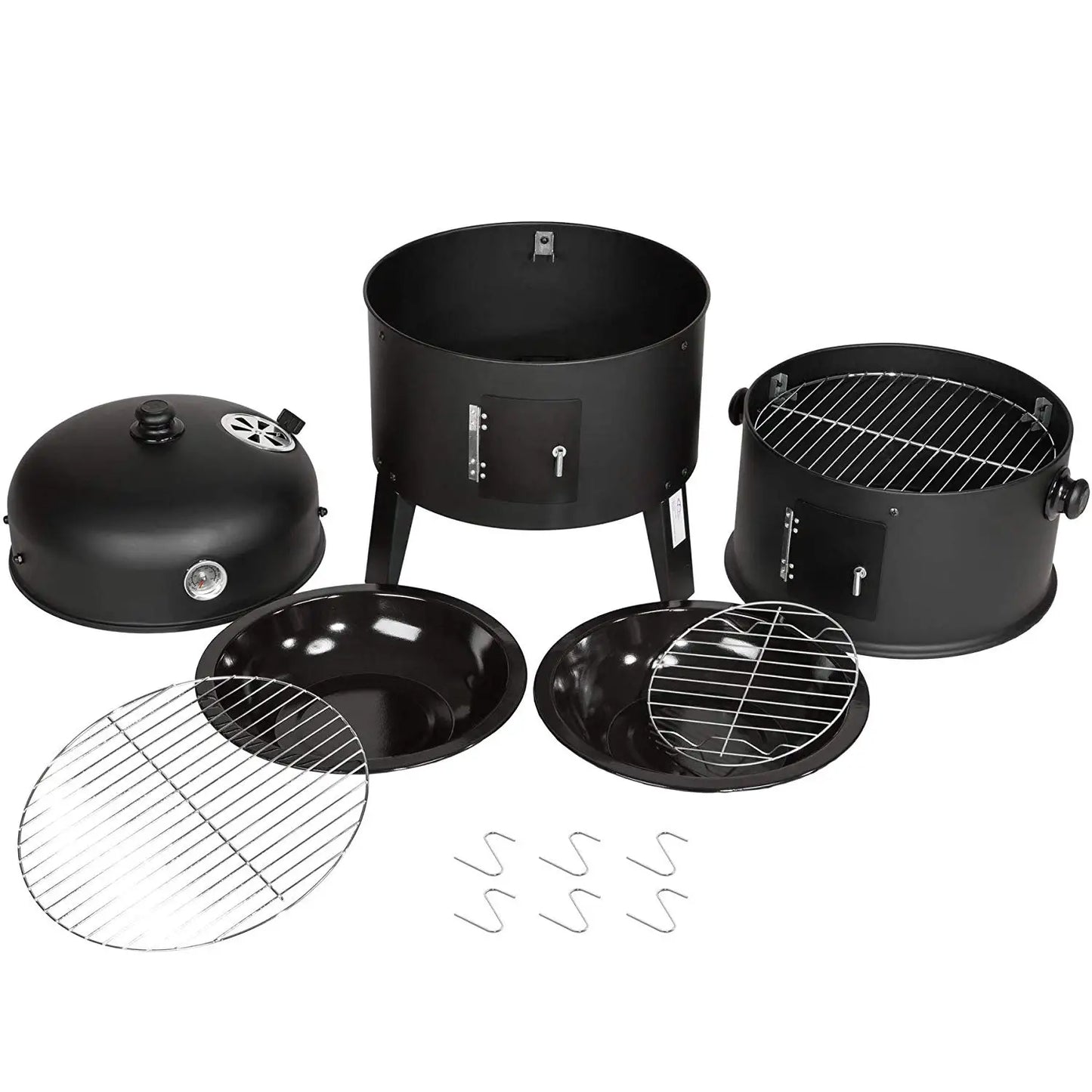 Holzkohle Smoker Grill 3-in-1 - Tragbar & Vielseitig für perfekte Grillpartys