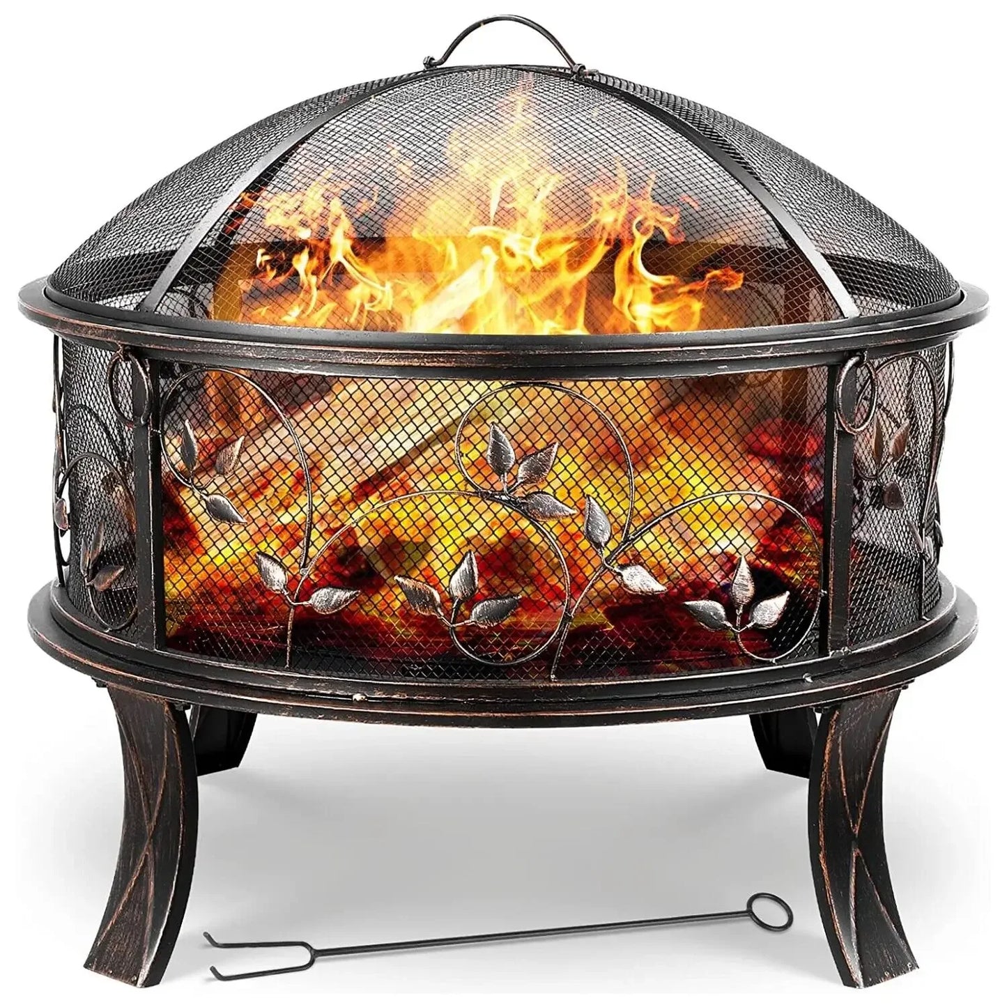 Feuerschale Ø71 cm mit Funkenschutz – Retro-Design für den Garten
