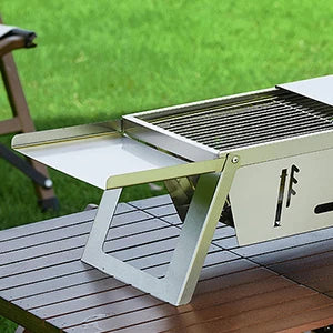 Tragbarer Holzkohlegrill - Klappbarer Grill aus Edelstahl mit Tragetasche für Camping & Outdoor