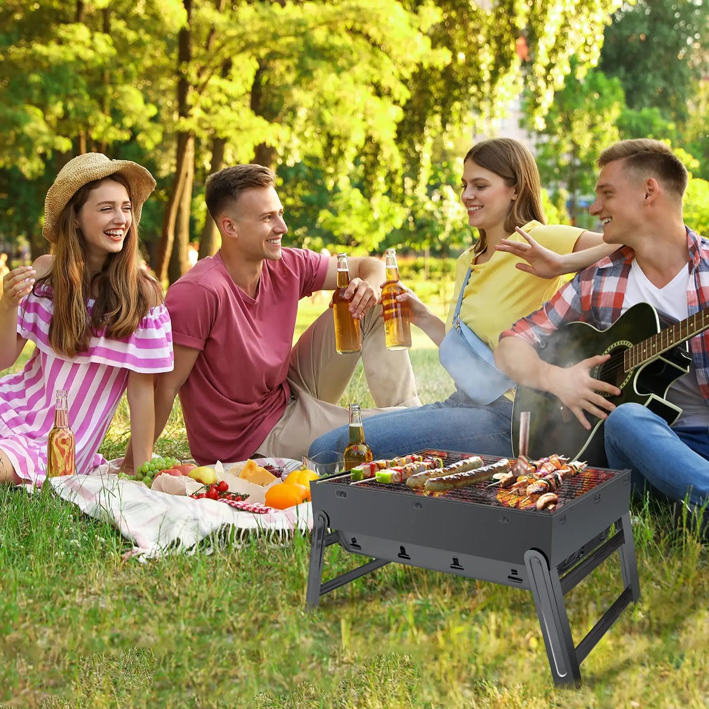 Kompakter Klappgrill - Holzkohlegrill für Camping, Picknick & Outdoor-Abenteuer