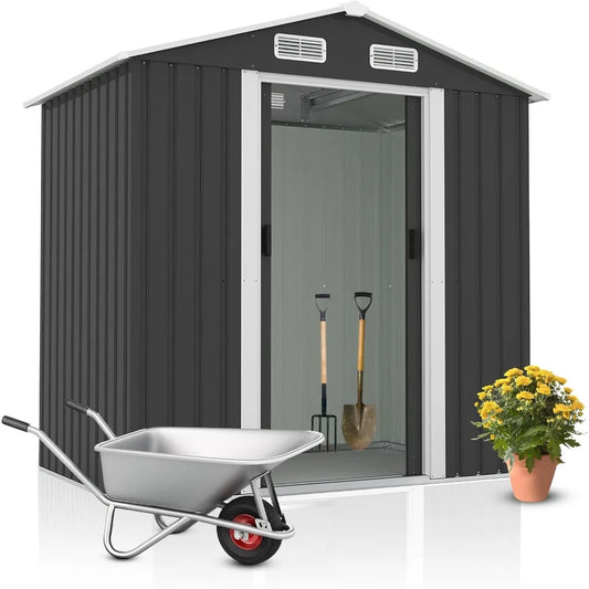 Metall Gartenhaus 187x131x196 cm - 3,23 m³ Stauraum mit Schiebetür und Kantenschutz